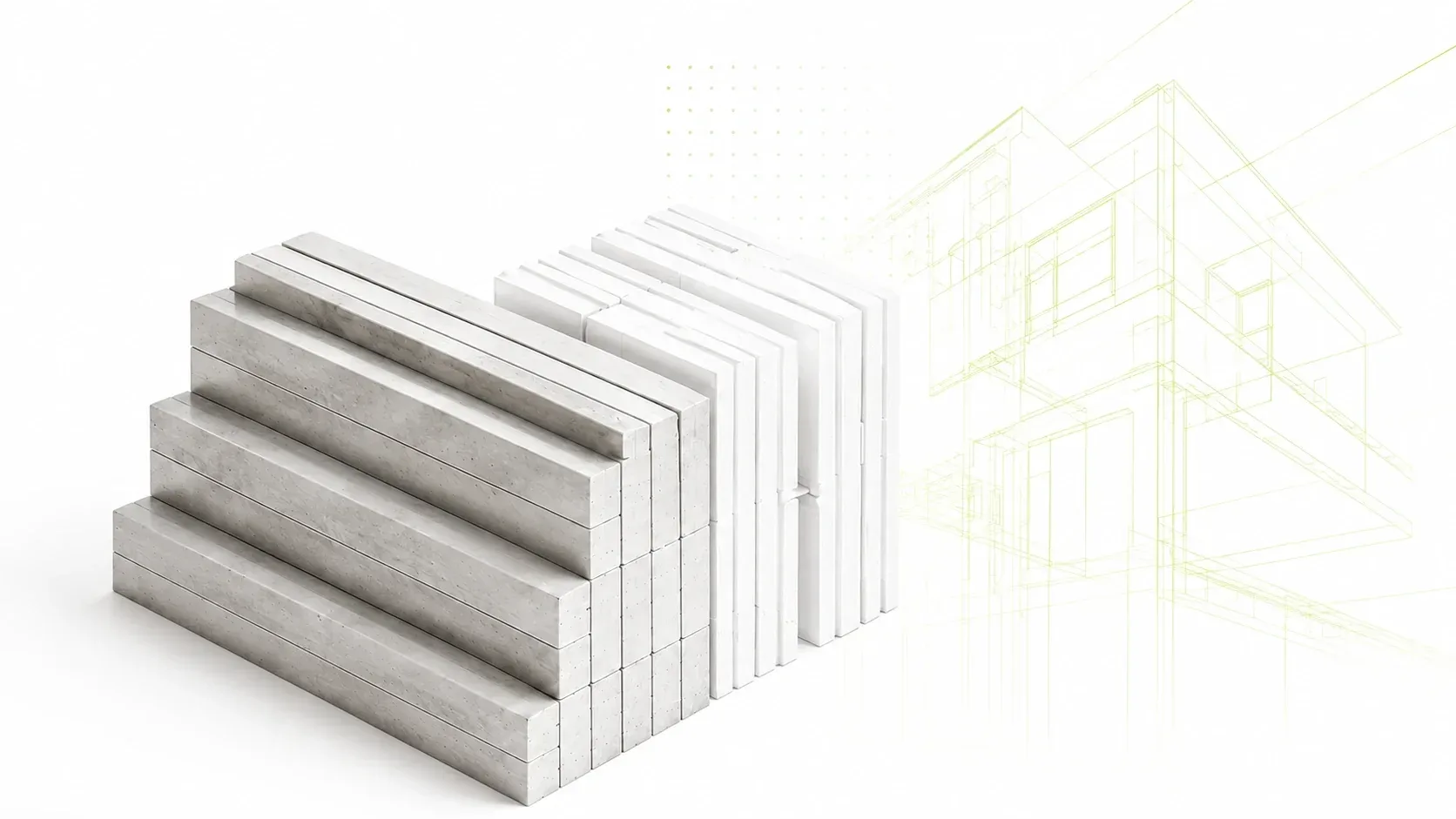 Materiais e componentes de construção organizados para fornecimento